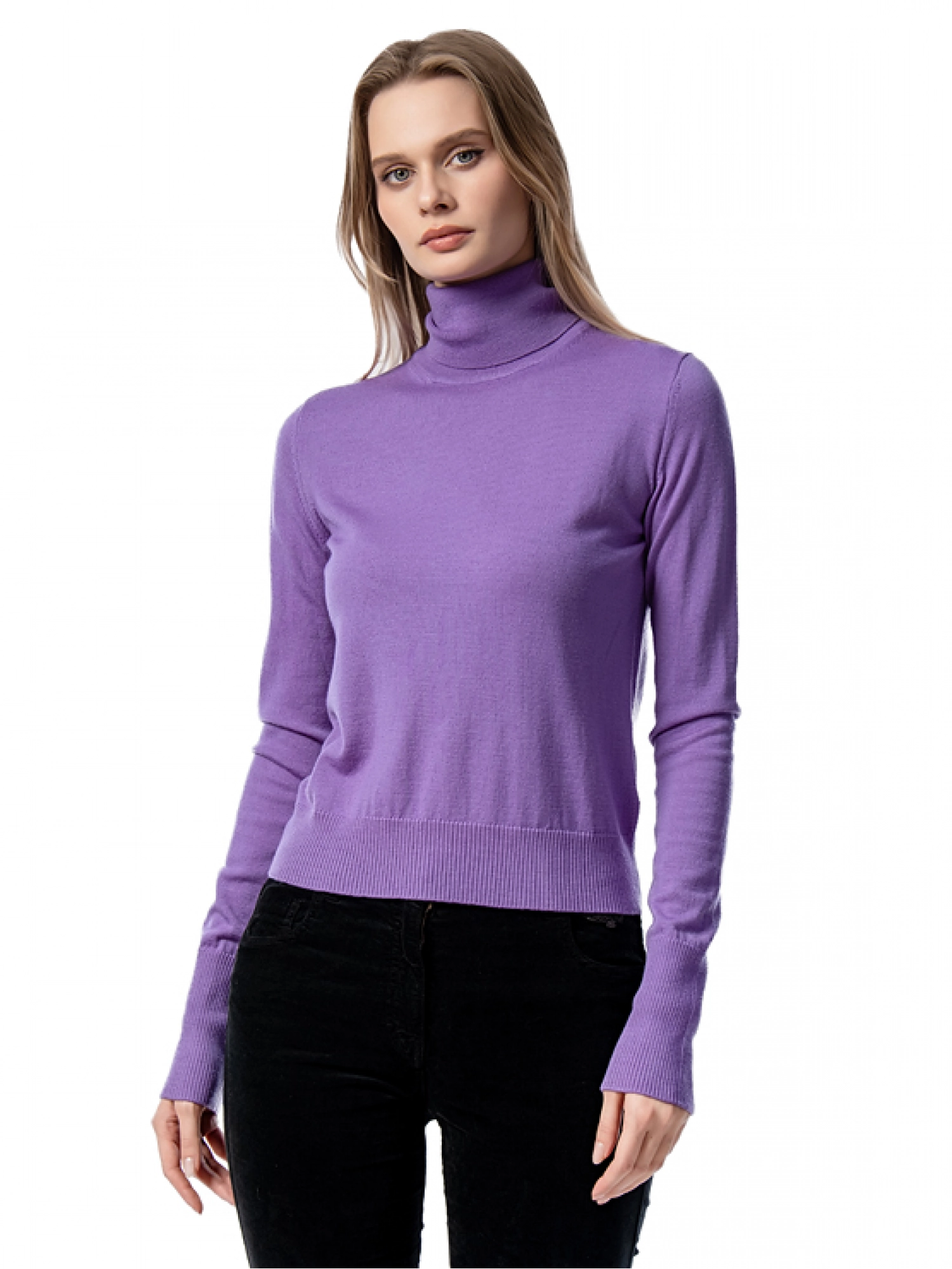 Гольф Patrizia Pepe в фиолетовом цвете прямого кроя с высоким горлом