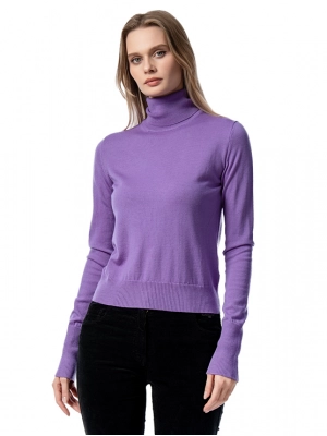 Гольф Patrizia Pepe в фиолетовом цвете прямого кроя с высоким горлом
