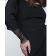 Черное платье мини с вырезом и рукавами украшенными сеткой Patrizia Pepe