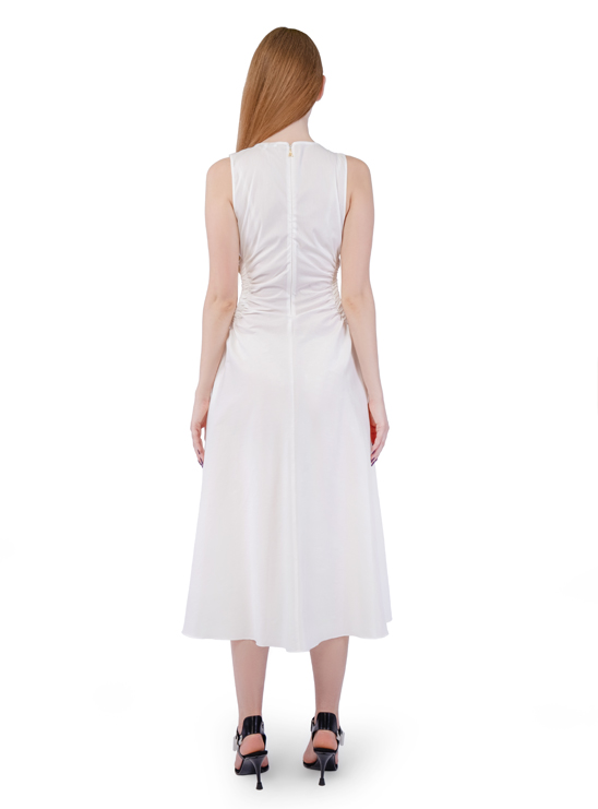 Белое платье миди с вырезами по бокам и декоративными цепочками Patrizia Pepe