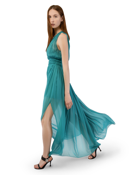 Легкое вискозное платье в пол бирюзового цвета Patrizia Pepe