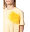 Футболка желтого цвета с цветочной аппликацией на плече Patrizia Pepe