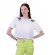 Укороченная футболка белого цвета с принтом Patrizia Pepe