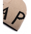 Бежевая шерстяная шапка с надписью бренда по окружности Patrizia Pepe