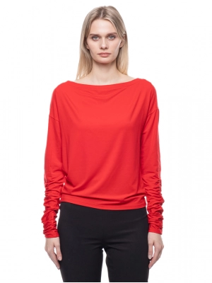 Джемпер Patrizia Pepe с широкой горловиной лодочка в красном цвете