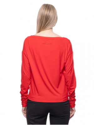 Джемпер Patrizia Pepe с широкой горловиной лодочка в красном цвете