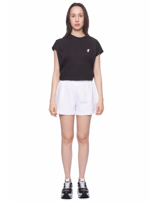 Шорты в белом цвете с резинкой на поясе свободного кроя и с лого бренда Save The Duck