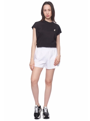 Шорты в белом цвете с резинкой на поясе свободного кроя и с лого бренда Save The Duck