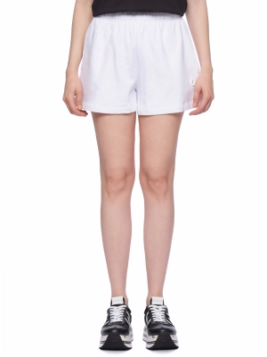 Шорты в белом цвете с резинкой на поясе свободного кроя и с лого бренда Save The Duck