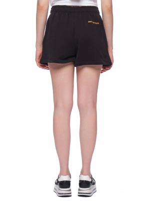 Шорты в черном цвете с резинкой на поясе свободного кроя и с лого бренда Save The Duck