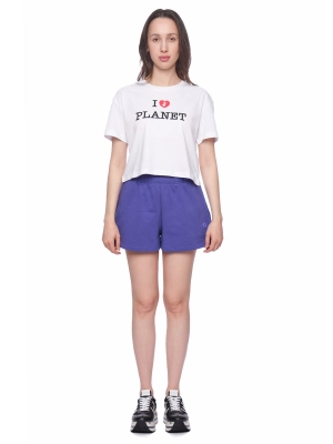 Шорты в фиолетовом цвете с резинкой на поясе свободного кроя и с лого бренда Save The Duck