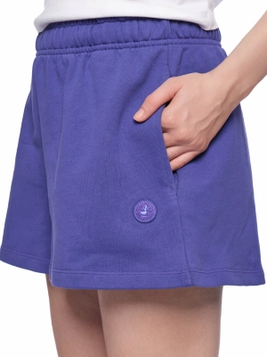 Шорты в фиолетовом цвете с резинкой на поясе свободного кроя и с лого бренда Save The Duck