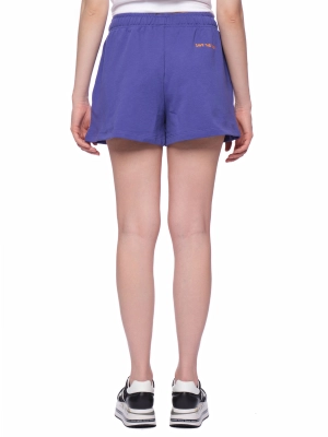 Шорты в фиолетовом цвете с резинкой на поясе свободного кроя и с лого бренда Save The Duck