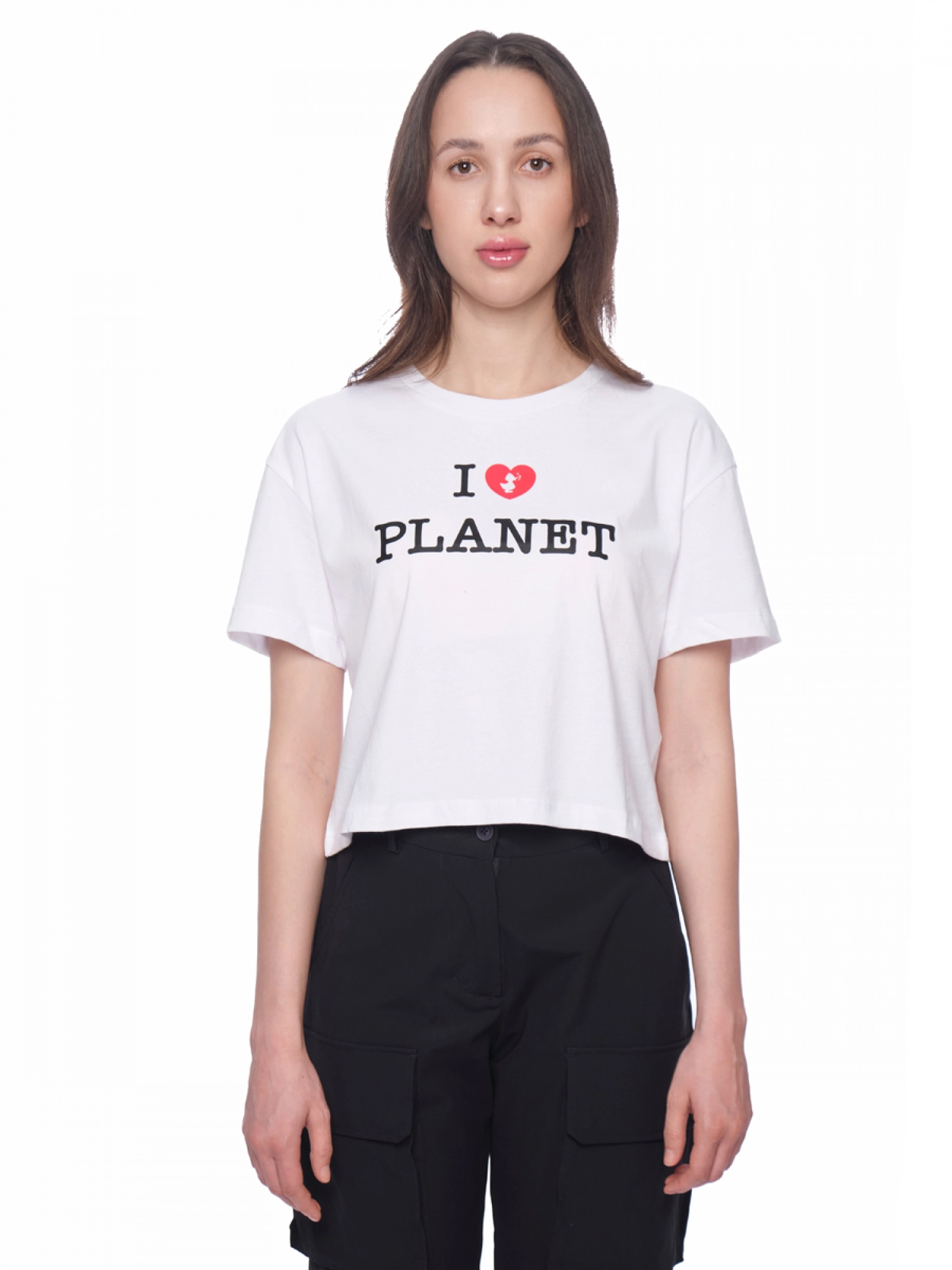 Футболка в белом цвете свободного кроя с принтом на груди Save The Duck