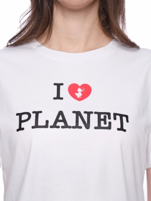 Футболка в белом цвете свободного кроя с принтом на груди Save The Duck