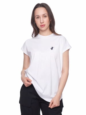 Футболка в белом цвете свободного кроя с принтом на груди Save The Duck