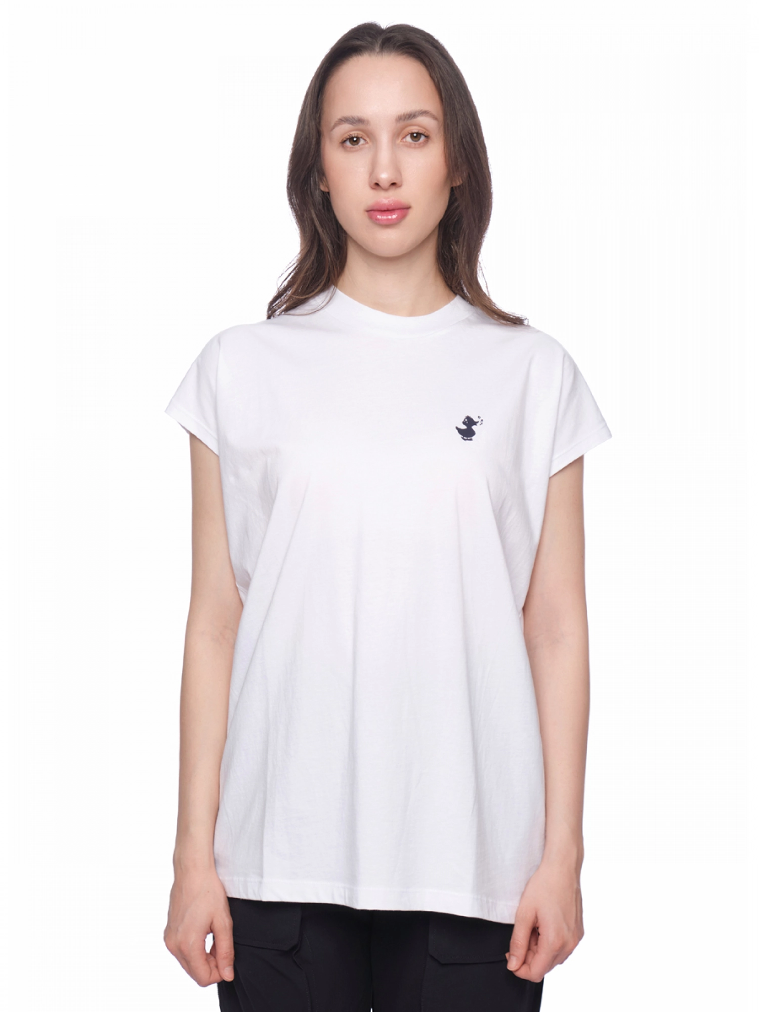 Футболка в белом цвете свободного кроя с принтом на груди Save The Duck