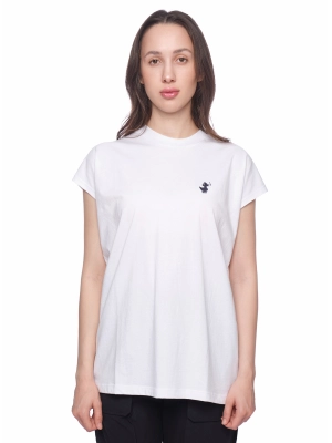 Футболка в белом цвете свободного кроя с принтом на груди Save The Duck