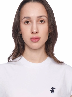 Футболка в белом цвете свободного кроя с принтом на груди Save The Duck