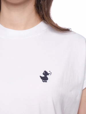 Футболка в белом цвете свободного кроя с принтом на груди Save The Duck