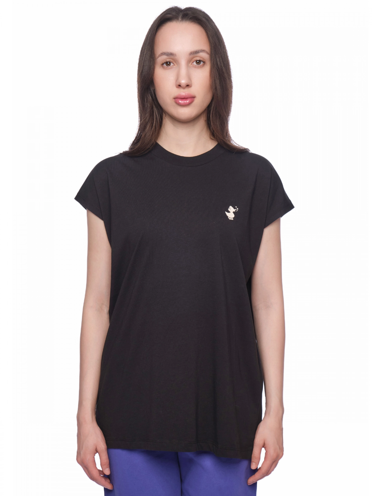 Футболка в черном цвете прямого кроя с лого на груди Save The Duck