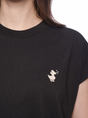 Футболка в черном цвете прямого кроя с лого на груди Save The Duck