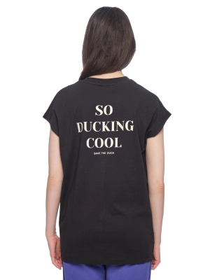 Футболка в черном цвете прямого кроя с лого на груди Save The Duck