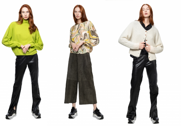 Кожаные брюки от бренда Alysi  "Вне трендов" сезона Осень-Зима 2023/2024 года.