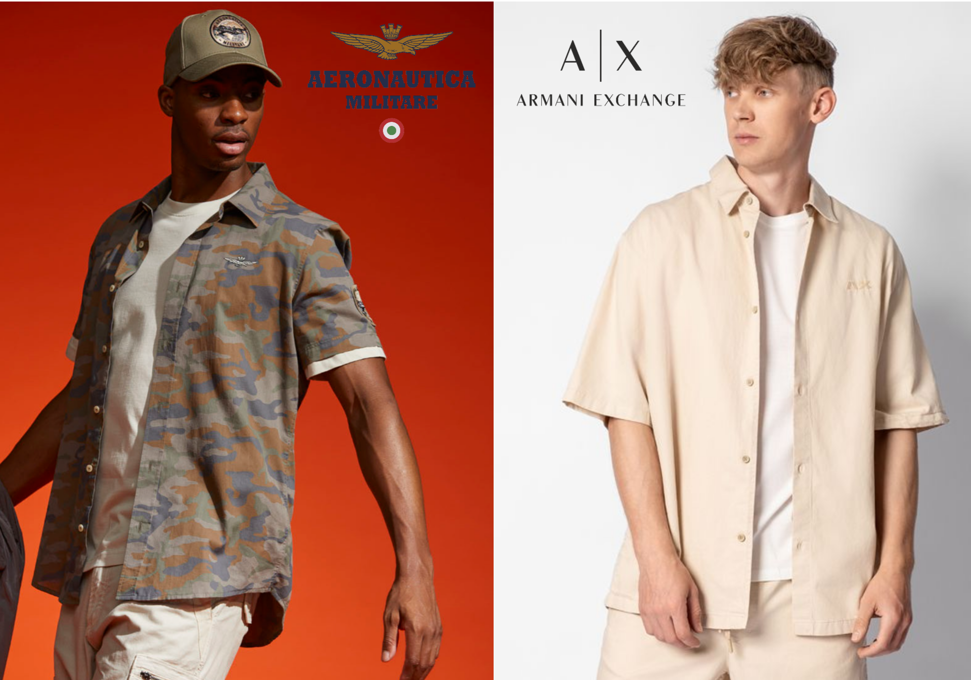 Актуальные модели мужских рубашек весна-лето 2024: Armani Exchange и Aeronautica Militare